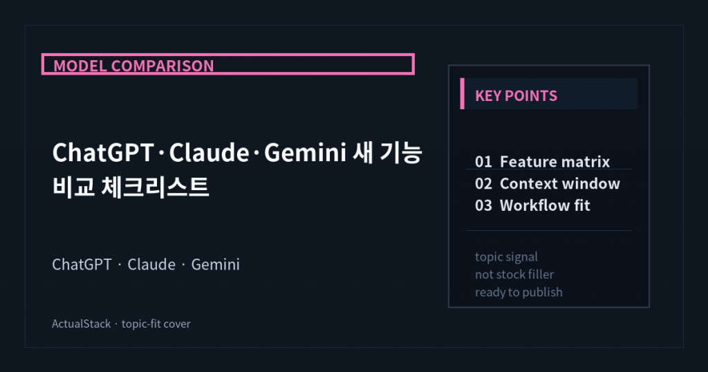 ActualStack cover image for ChatGPT·Claude·Gemini 새 기능 비교 체크리스트