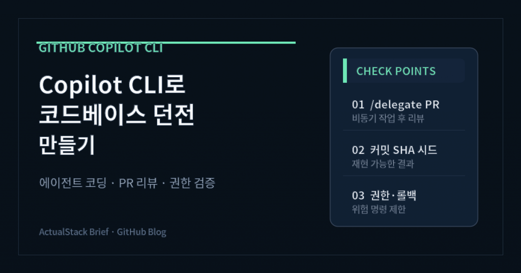 ActualStack cover image for GitHub Copilot CLI로 코드베이스 던전 만들기: 에이전트 코딩 실험에서 볼 점
