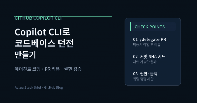 ActualStack cover image for GitHub Copilot CLI로 코드베이스 던전 만들기: 에이전트 코딩 실험에서 볼 점