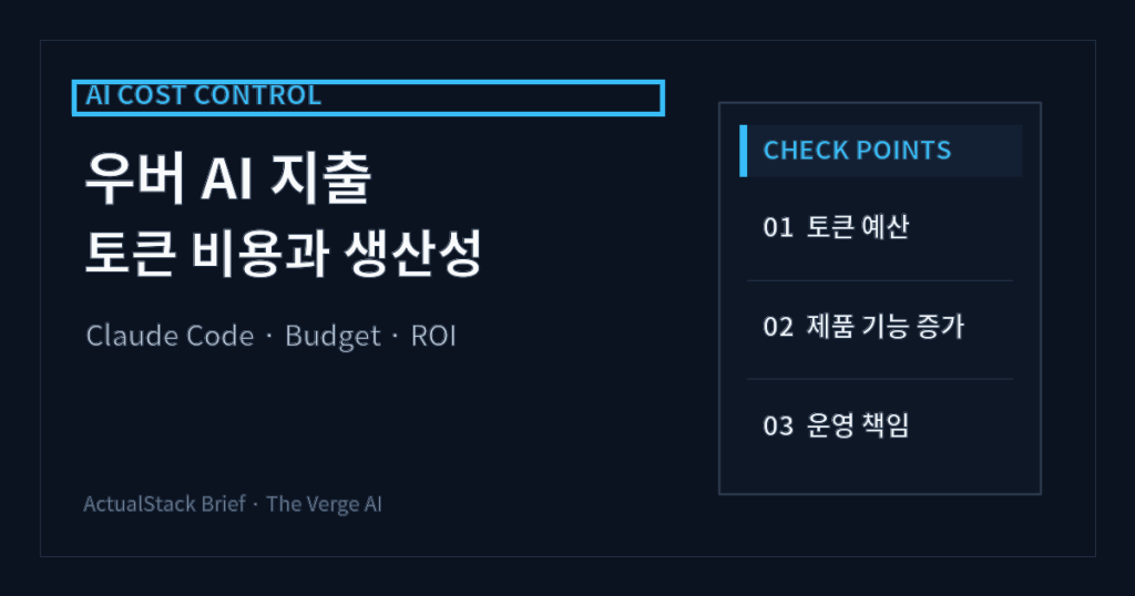 ActualStack cover image for 우버의 AI 지출 고민: 토큰 비용이 생산성으로 이어지는지 보는 기준
